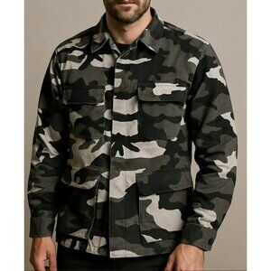 Rothco USA Combat Camo Black Field Jacket Military Uniform Men's Small Tactical